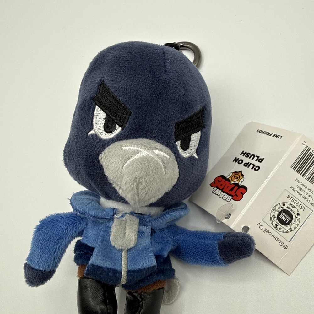 Brawl Stars Line Friends Crow Clip On Plush Key Chain 5 inch Supercell - Picture 2 of 9